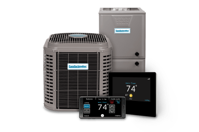 Three different air conditioners and a tablet